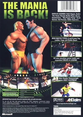 Legends of Wrestling 2 (USA) box cover back